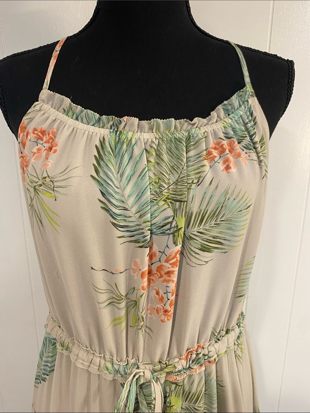 Floral Tiered Maxi Dress Romantic Resort Boho Tropical Flowy Island Chic Medium - Picture 4 of 14